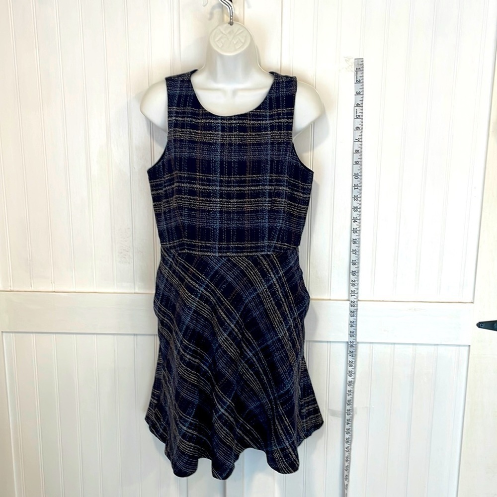 Banana Republic Dress tweed Plaid  Sleeveless Fit & flare Blue/Gray/black size 4